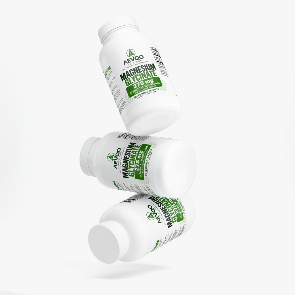 AEVQO Magnesium Glycinate, 275 mg Elemental Magnesium per 3-Capsule Serving, 90 Vegetable Capsules