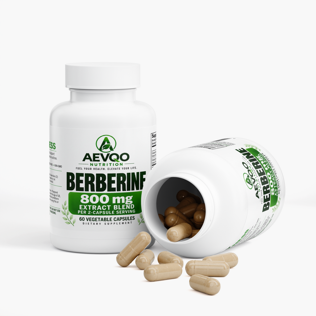AEVQO Berberine, 800 mg Extract Blend per 2-Capsule Serving, 60 Vegetable Capsules