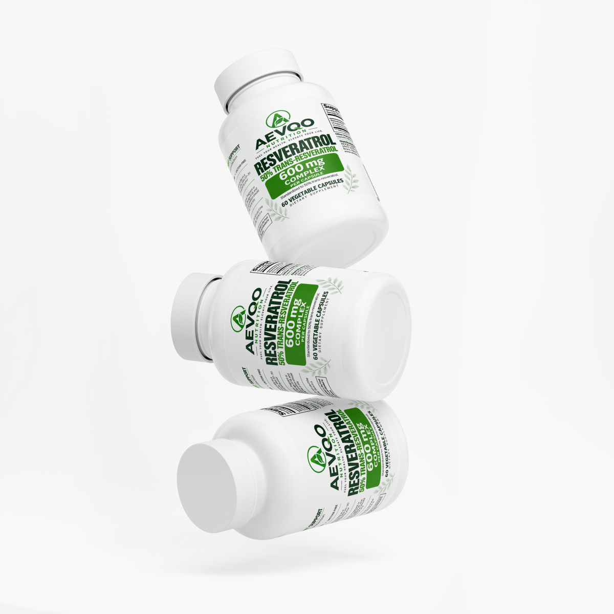 AEVQO Resveratrol, 600 mg Complex per Capsule, Standardized to 50% Trans-Resveratrol, 60 Vegetable Capsules