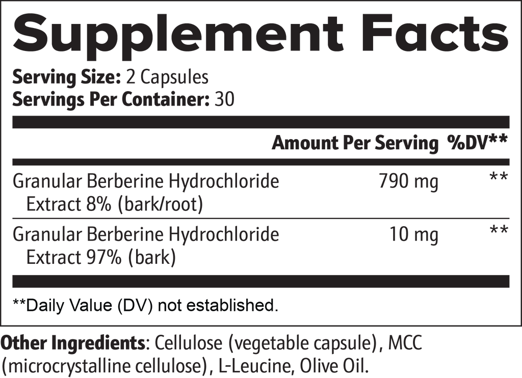 AEVQO Berberine, 800 mg Extract Blend per 2-Capsule Serving, 60 Vegetable Capsules