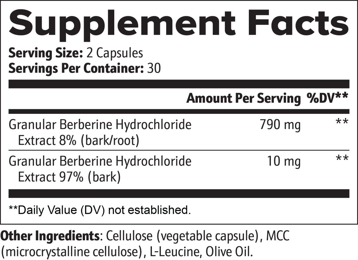 AEVQO Berberine, 800 mg Extract Blend per 2-Capsule Serving, 60 Vegetable Capsules