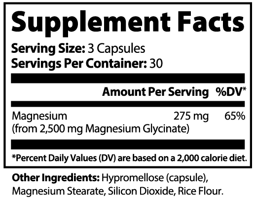 AEVQO Magnesium Glycinate, 275 mg Elemental Magnesium per 3-Capsule Serving, 90 Vegetable Capsules