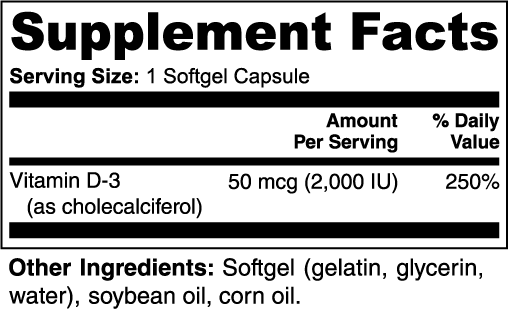 AEVQO Vitamin  D3 2,000 IU